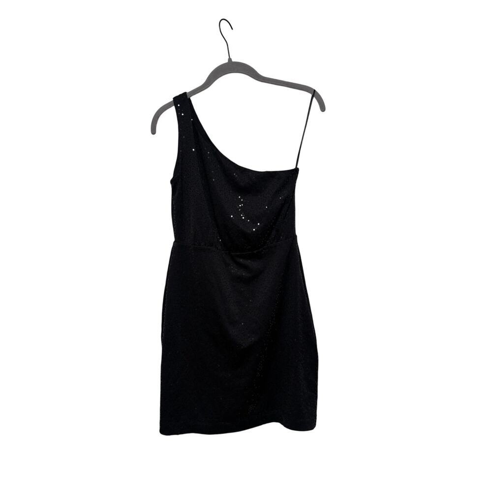 Max and Cleo Women's Black Sequin One Shoulder Mini Dress Size 2 - Picture 2 of 8